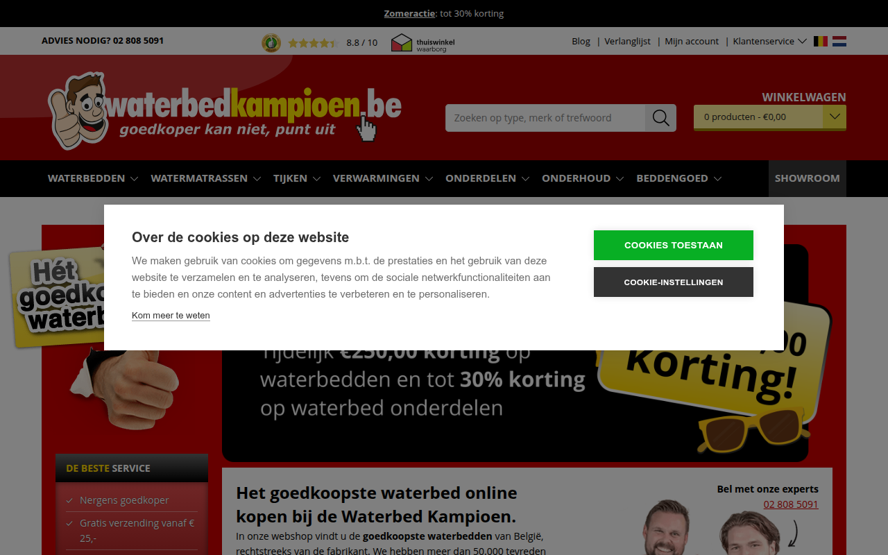 Screenshot van waterbedkampioen.be