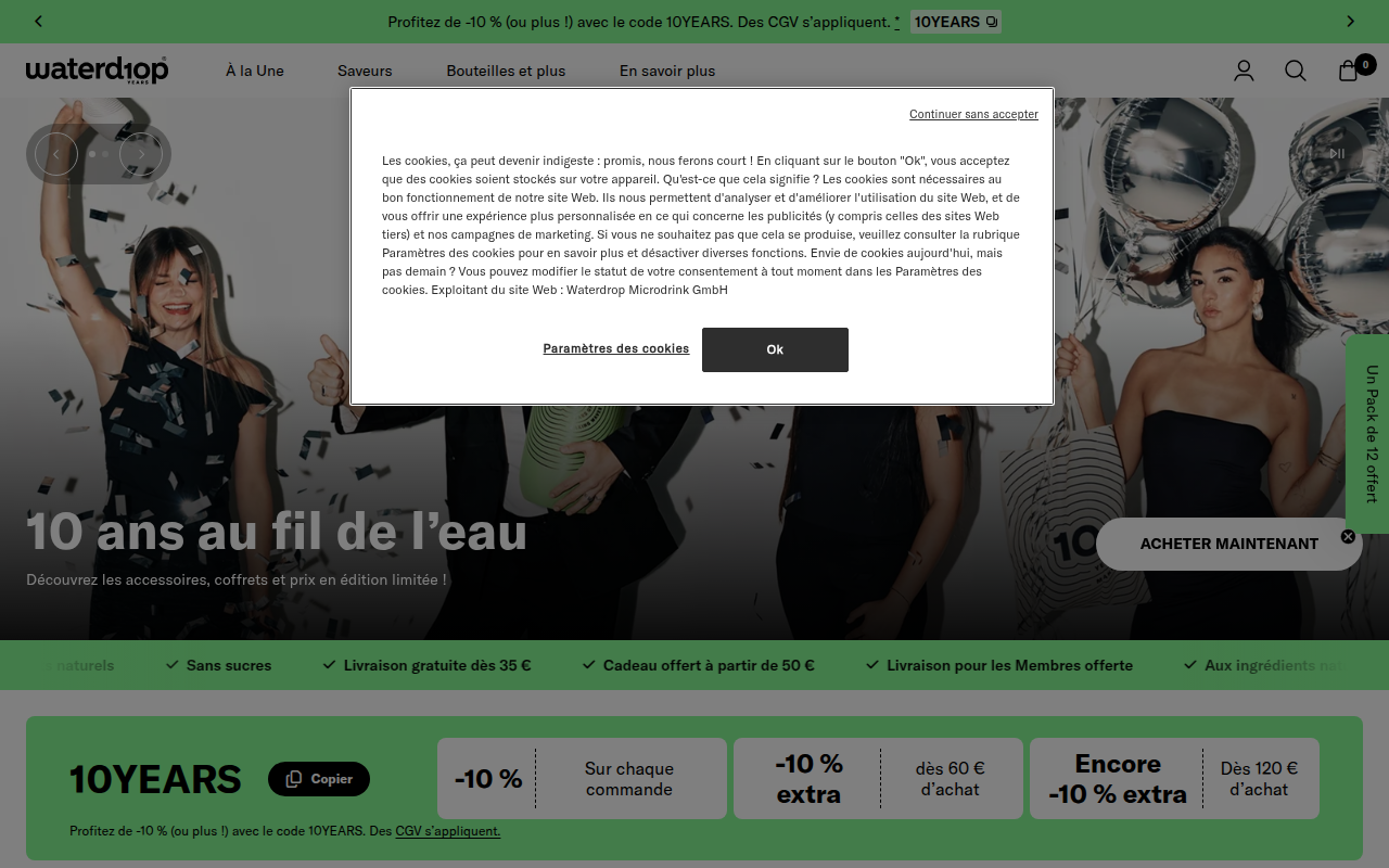 Screenshot van waterdrop.fr