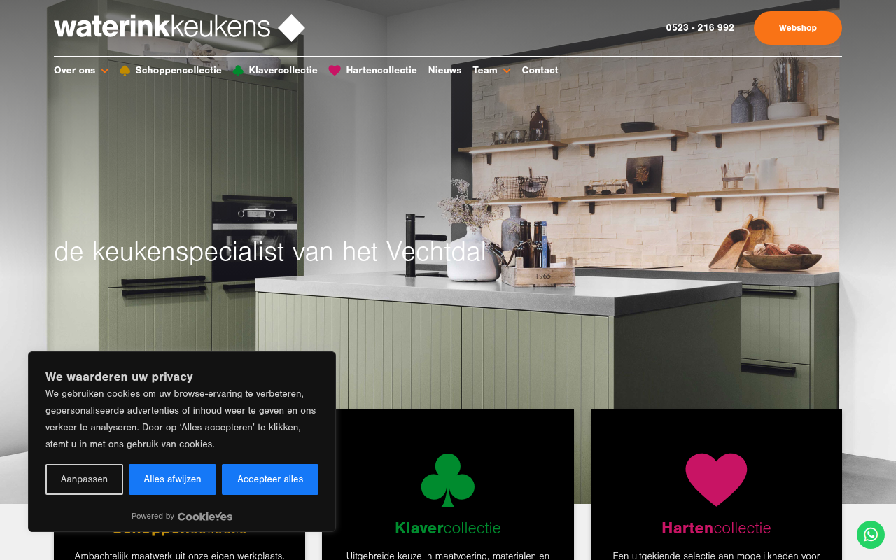 Screenshot van waterinkkeukens.nl