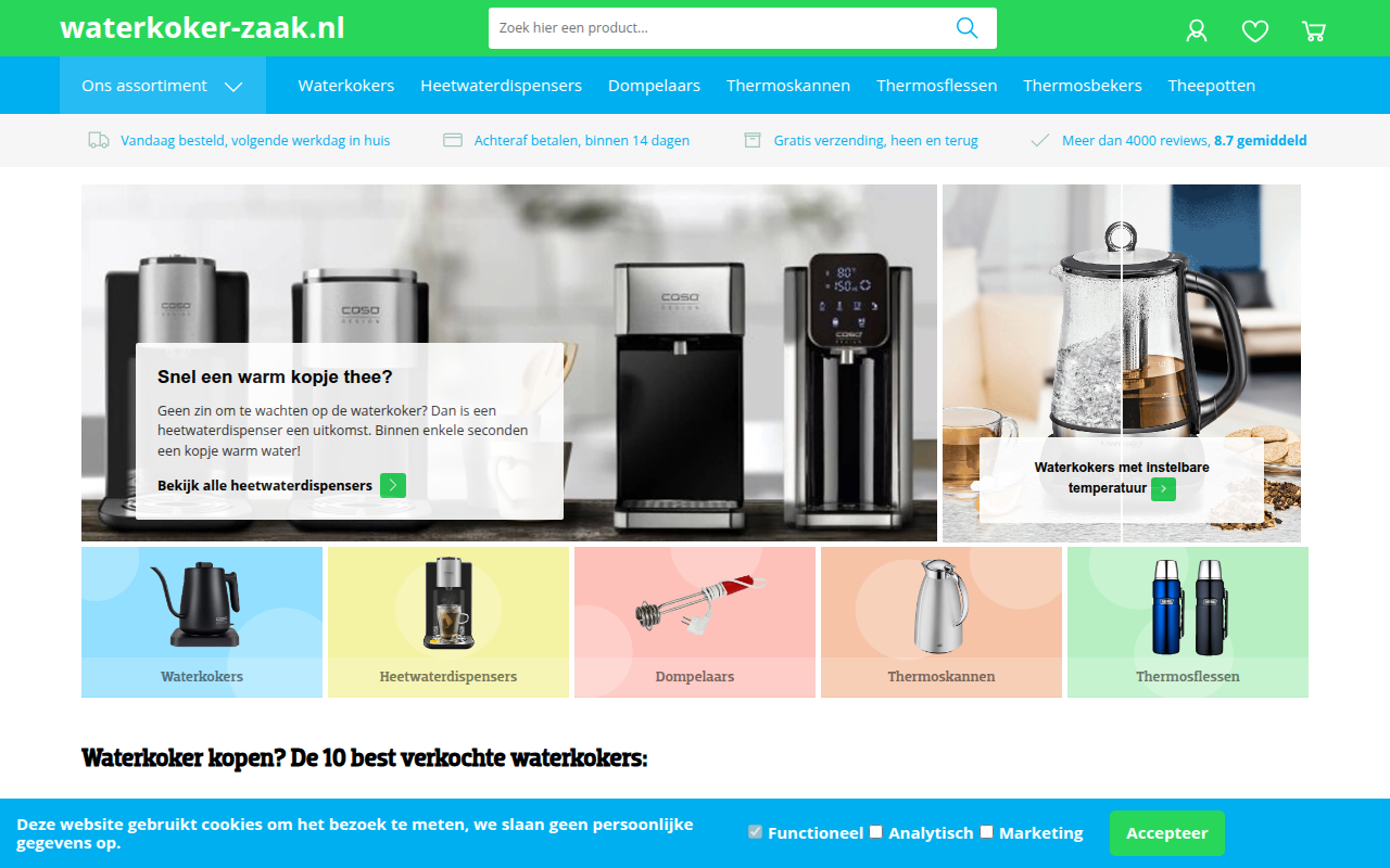 Screenshot van waterkoker-zaak.nl