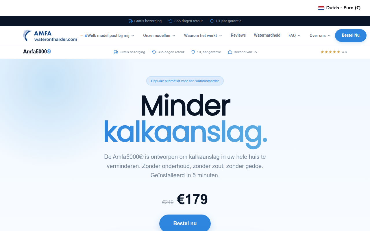 Screenshot van waterontharder.com