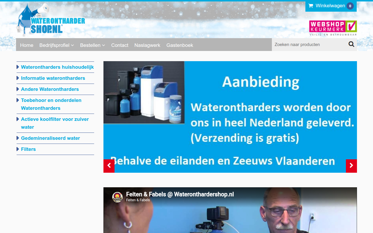 Screenshot van wateronthardershop.nl