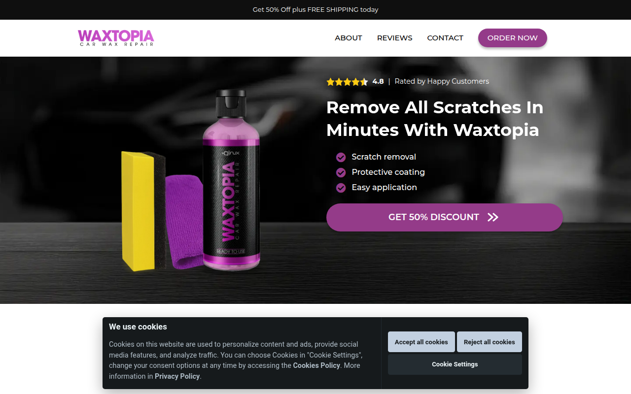 Screenshot van waxtopiastore.com
