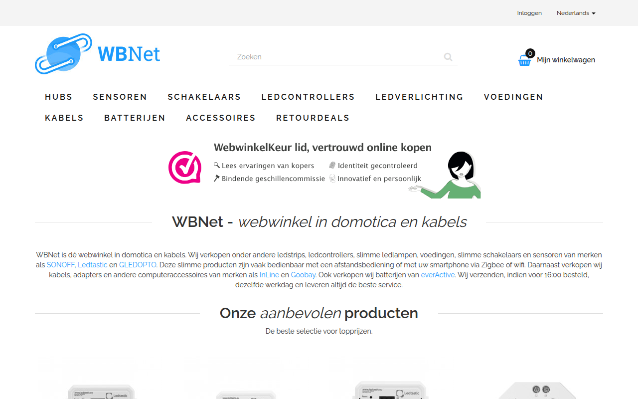Screenshot van wbnet.eu