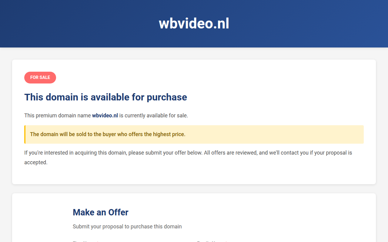 Screenshot van wbvideo.nl
