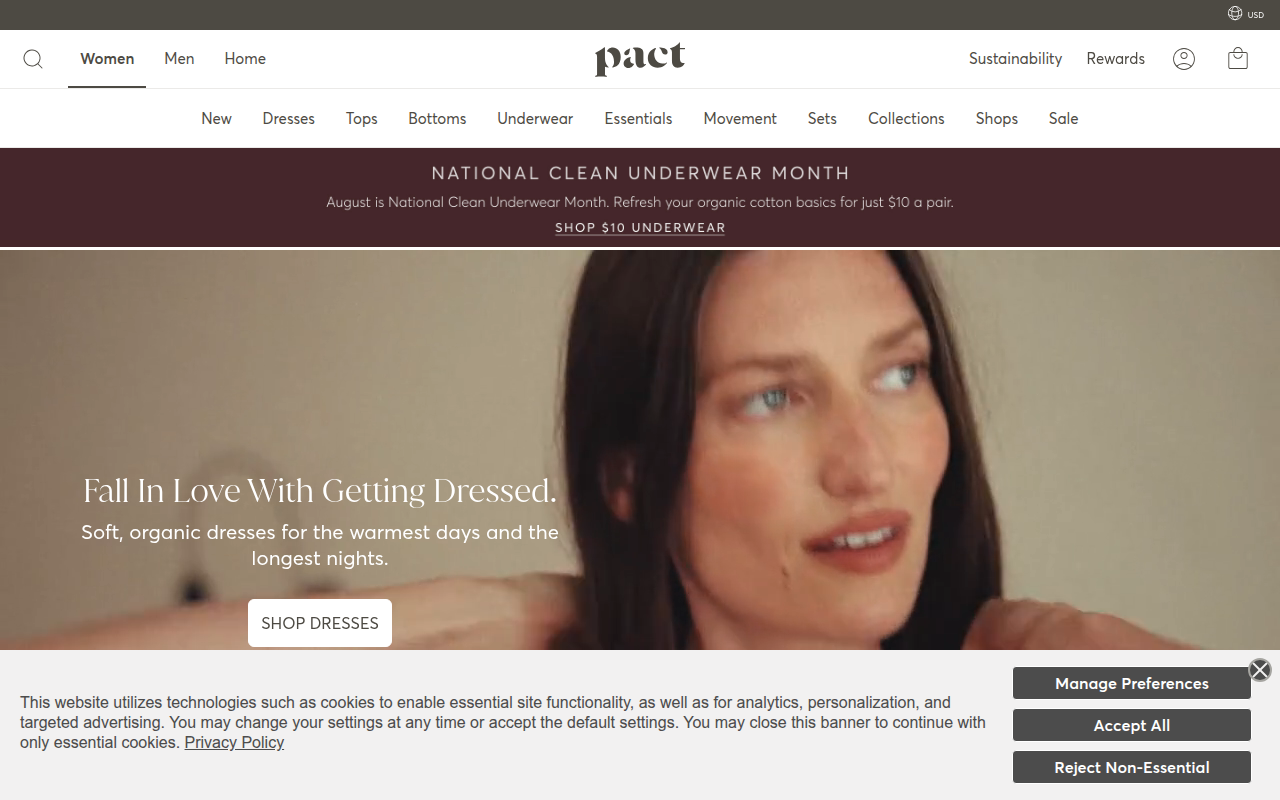 Screenshot van wearpact.com