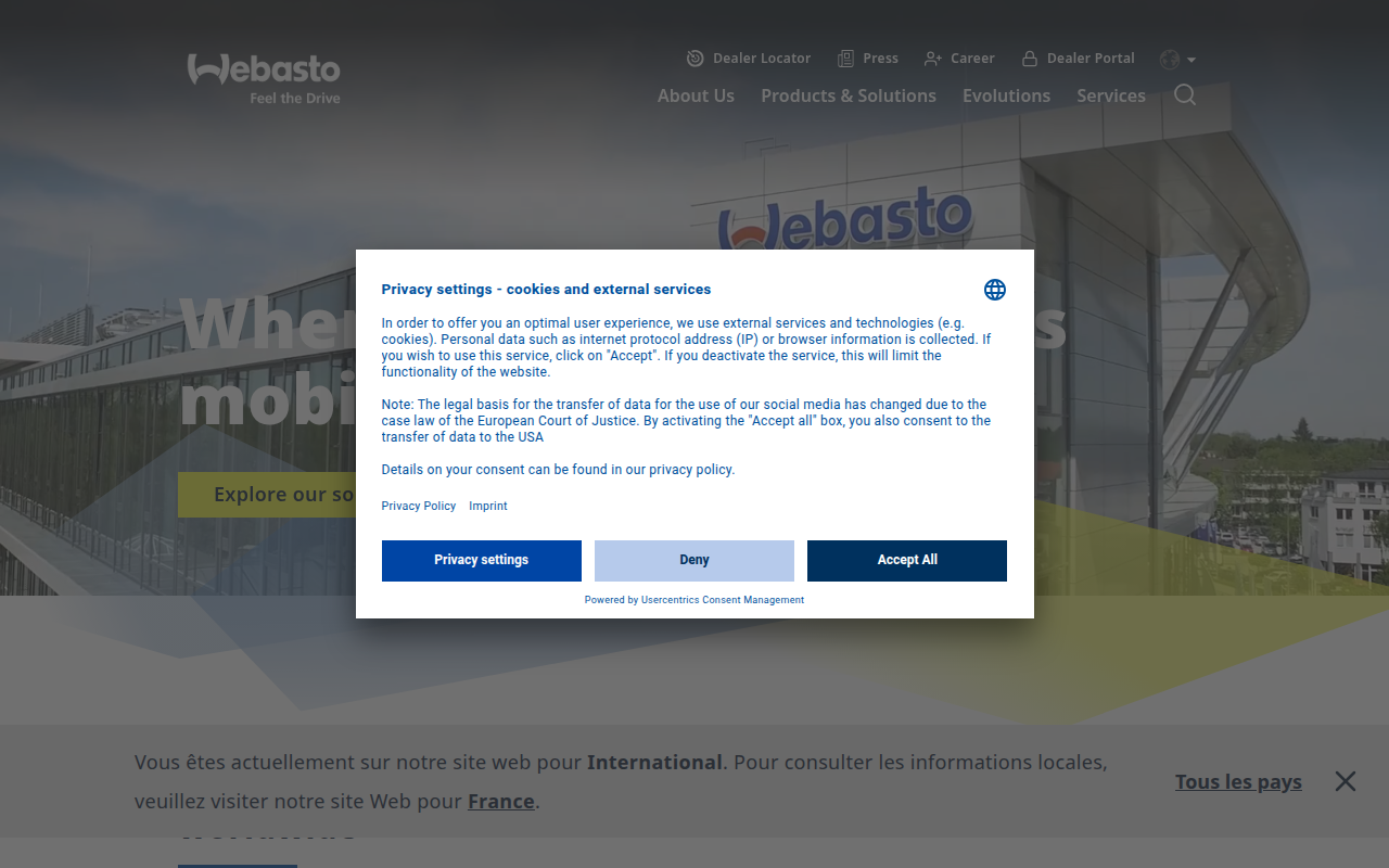 Screenshot van webasto.com
