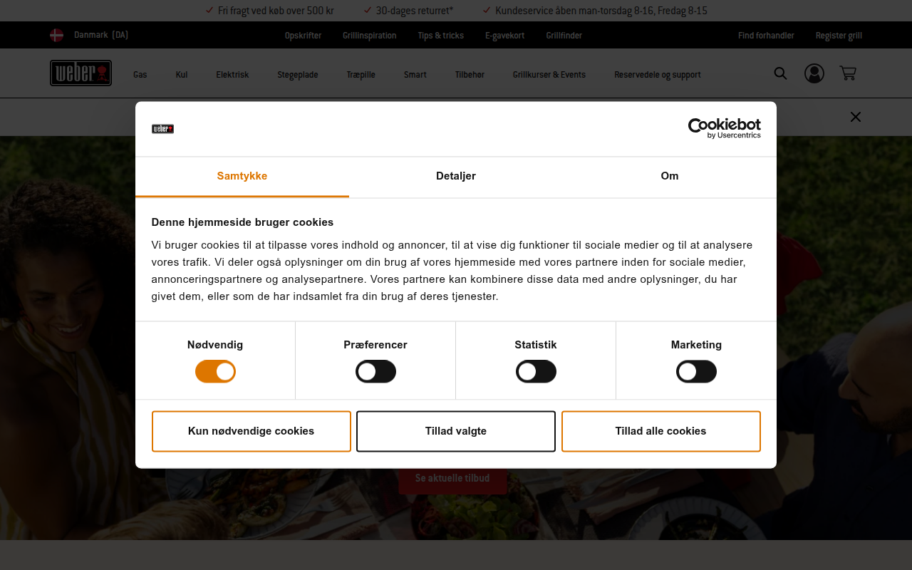 Screenshot van weber.com