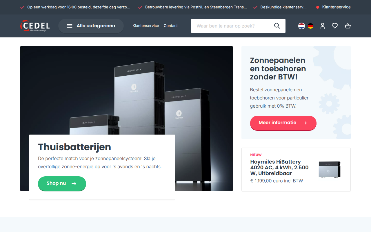 Screenshot van webshop.cedel.nl