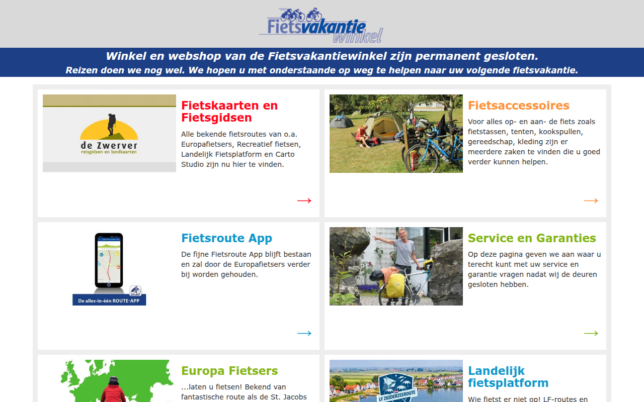 Screenshot van webshop.fietsvakantiewinkel.nl