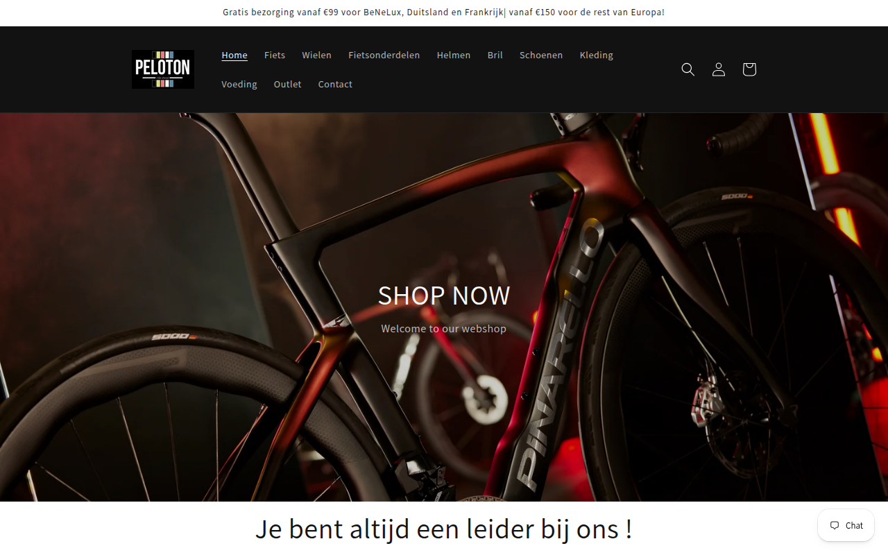 Screenshot van webshop.pelotonbikestore.be