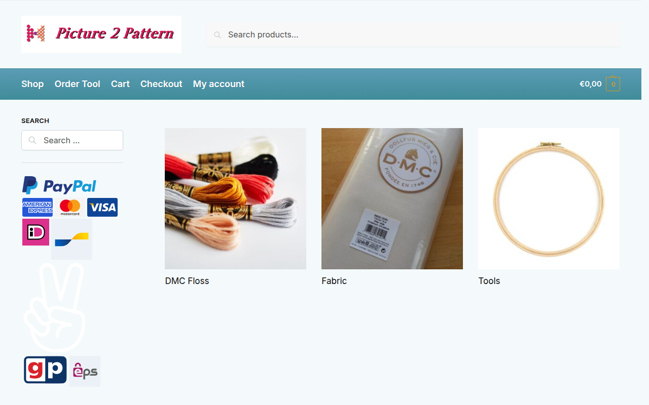Screenshot van webshop.pic2pat.com