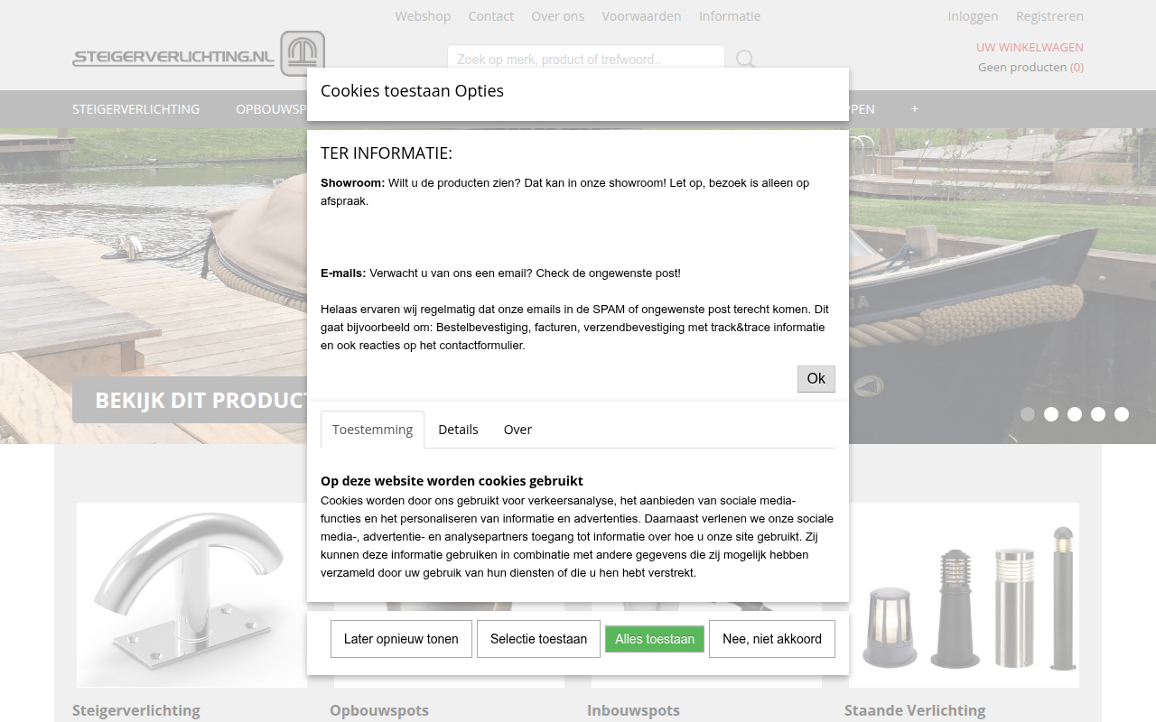 Screenshot van webshop-steigerverlichting.nl