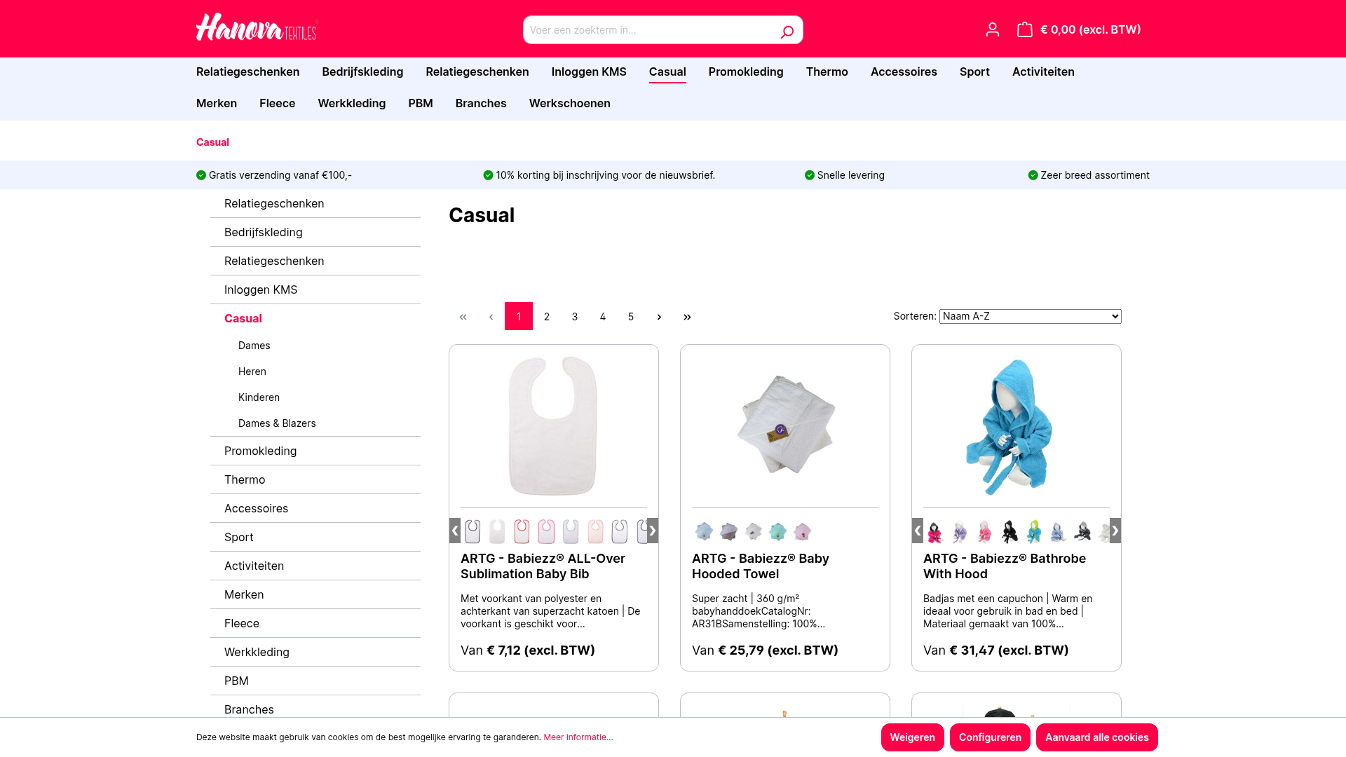 Screenshot van webshopsenzo.nl