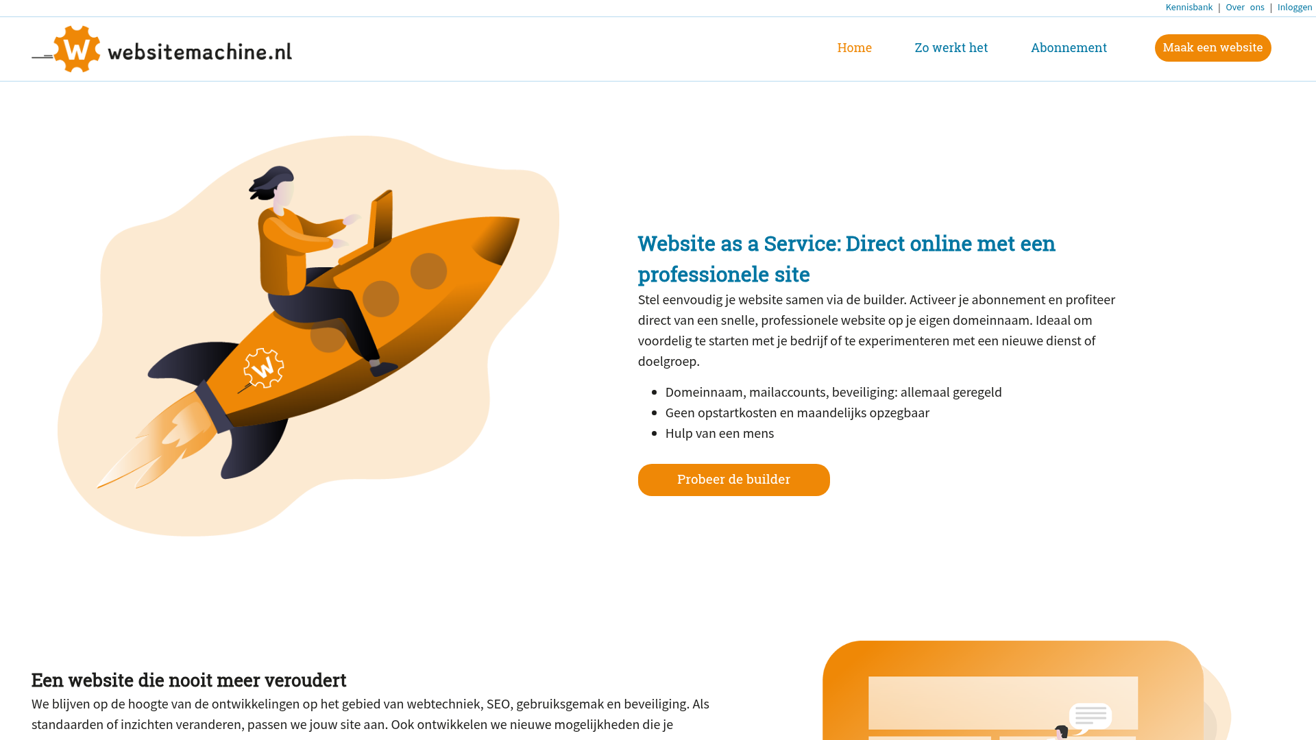 Screenshot van websitemachine.nl