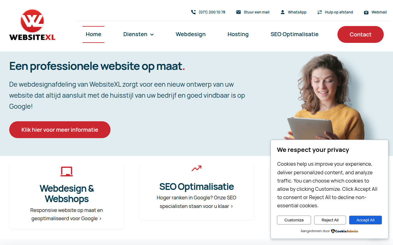 Screenshot van websitexl.nl