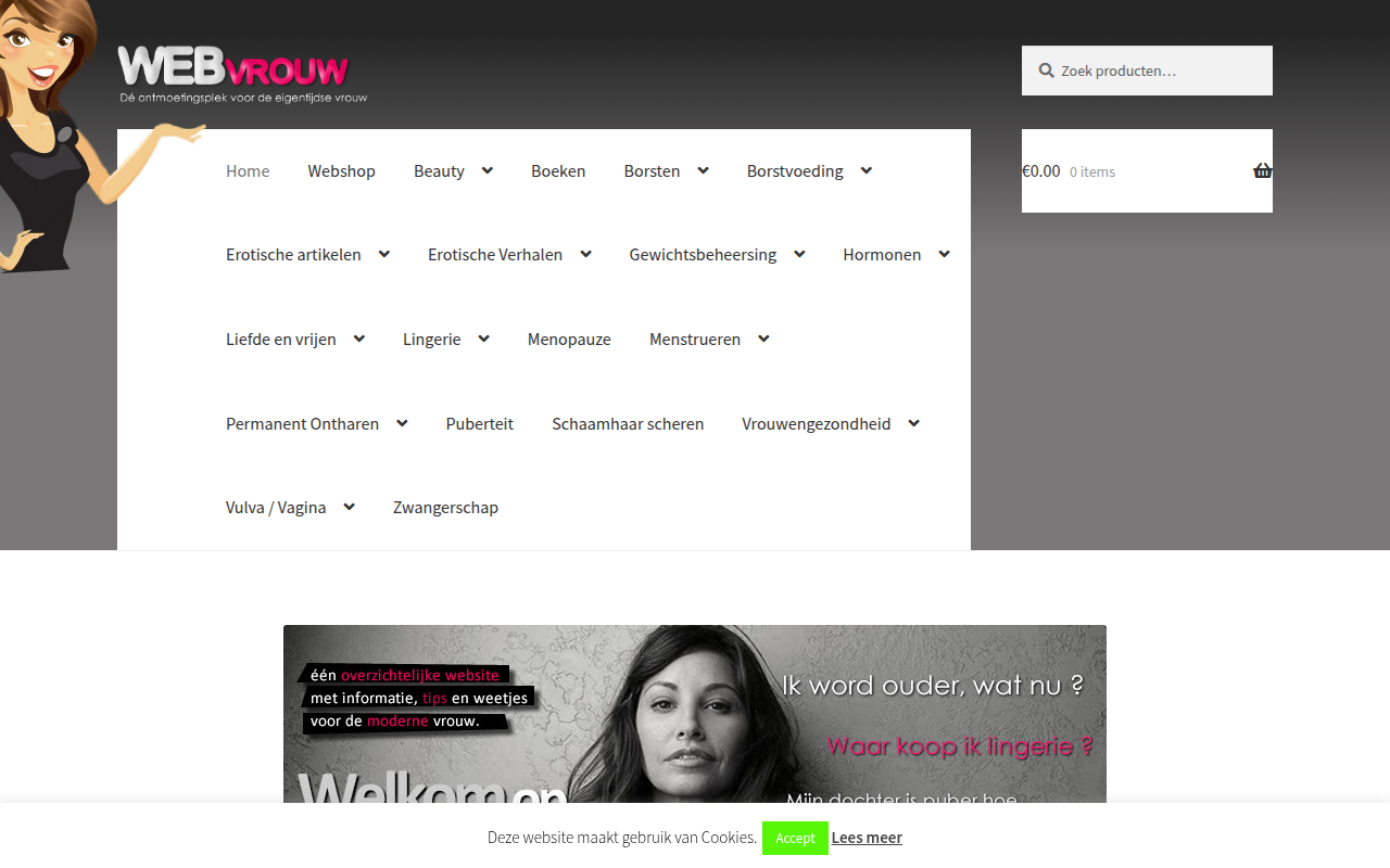 Screenshot van webvrouw.nl