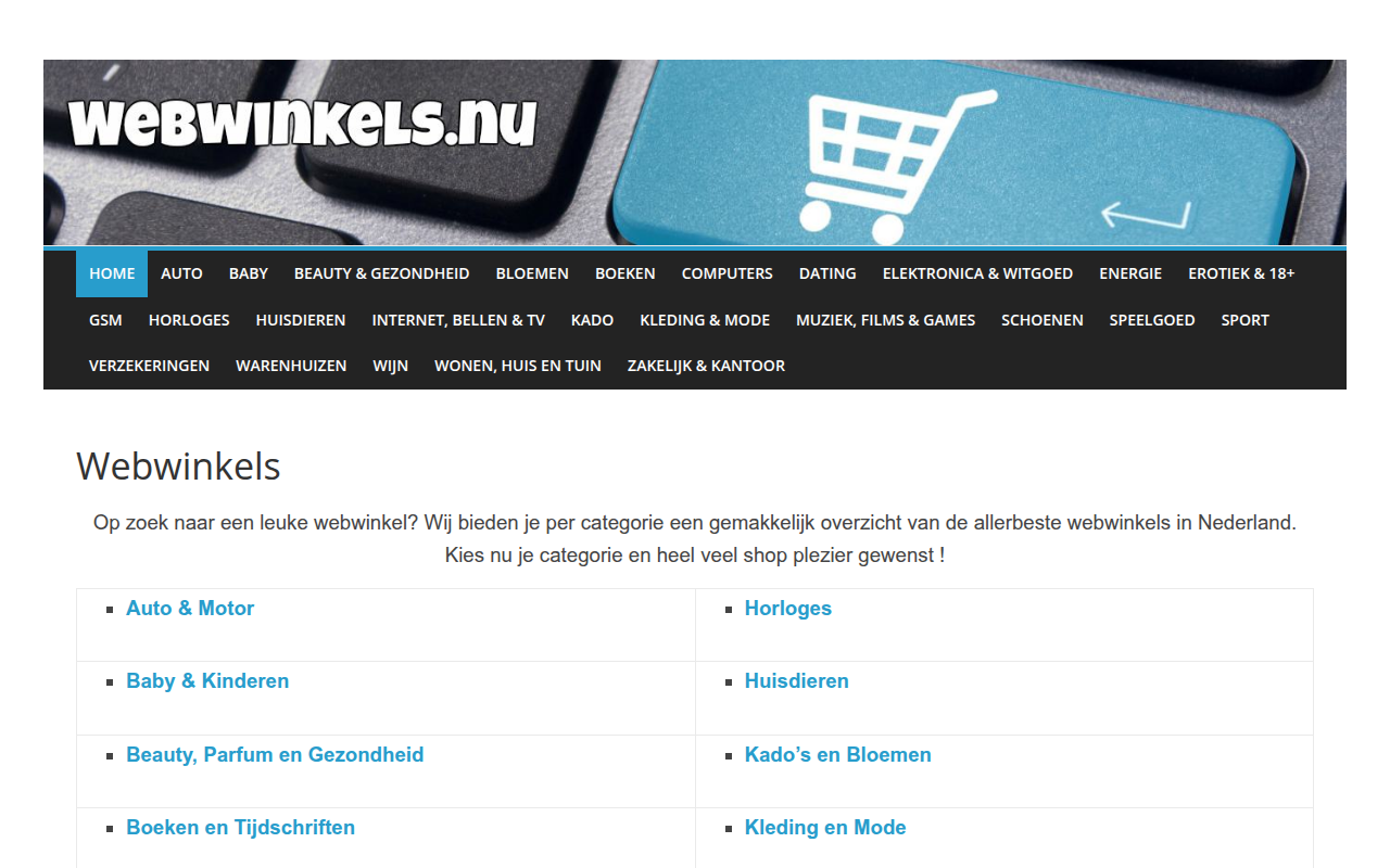 Screenshot van webwinkels.nu