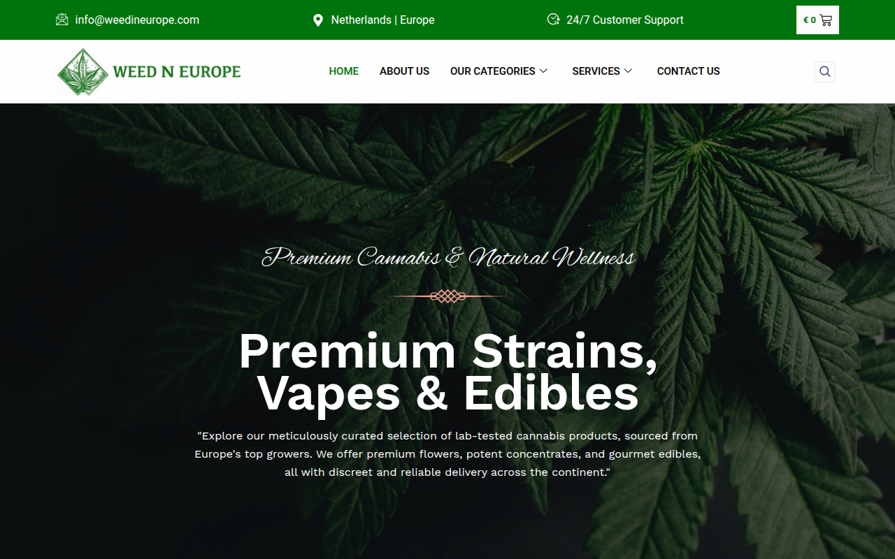 Screenshot van weedineurope.com