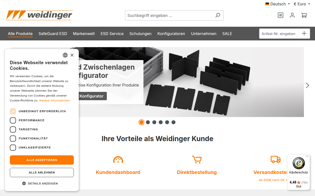 Screenshot van weidinger.eu