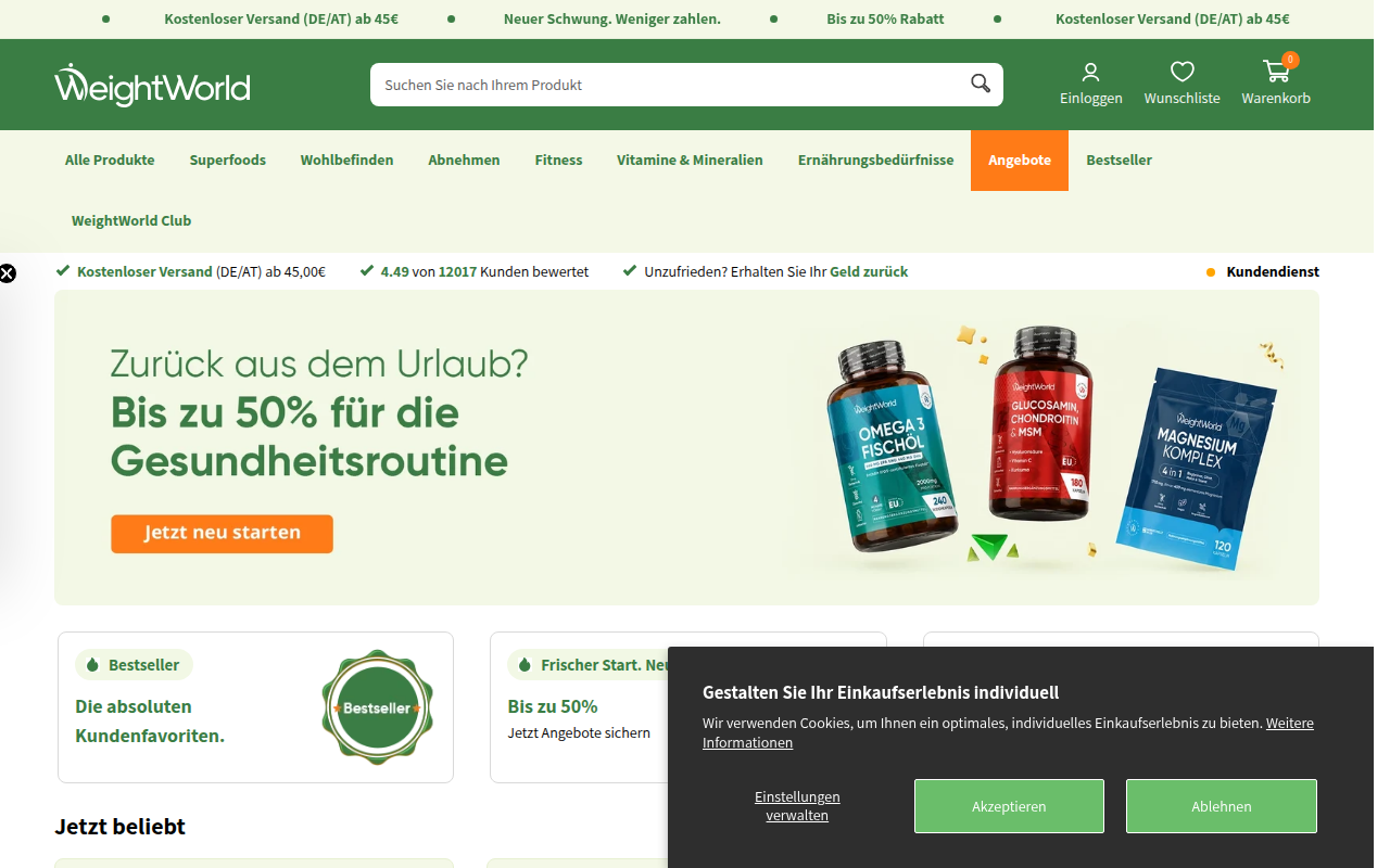 Screenshot van weightworld.de