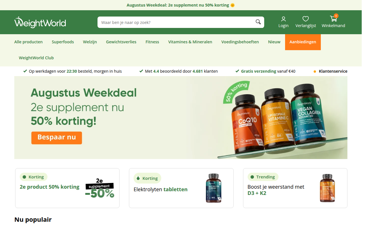 Screenshot van weightworld.nl
