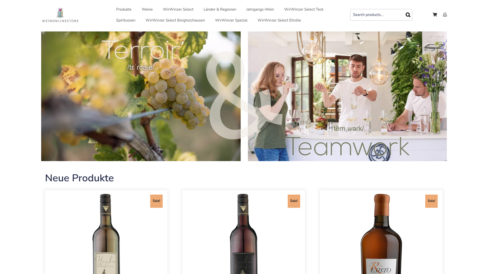 Screenshot van weinonlinestore.com