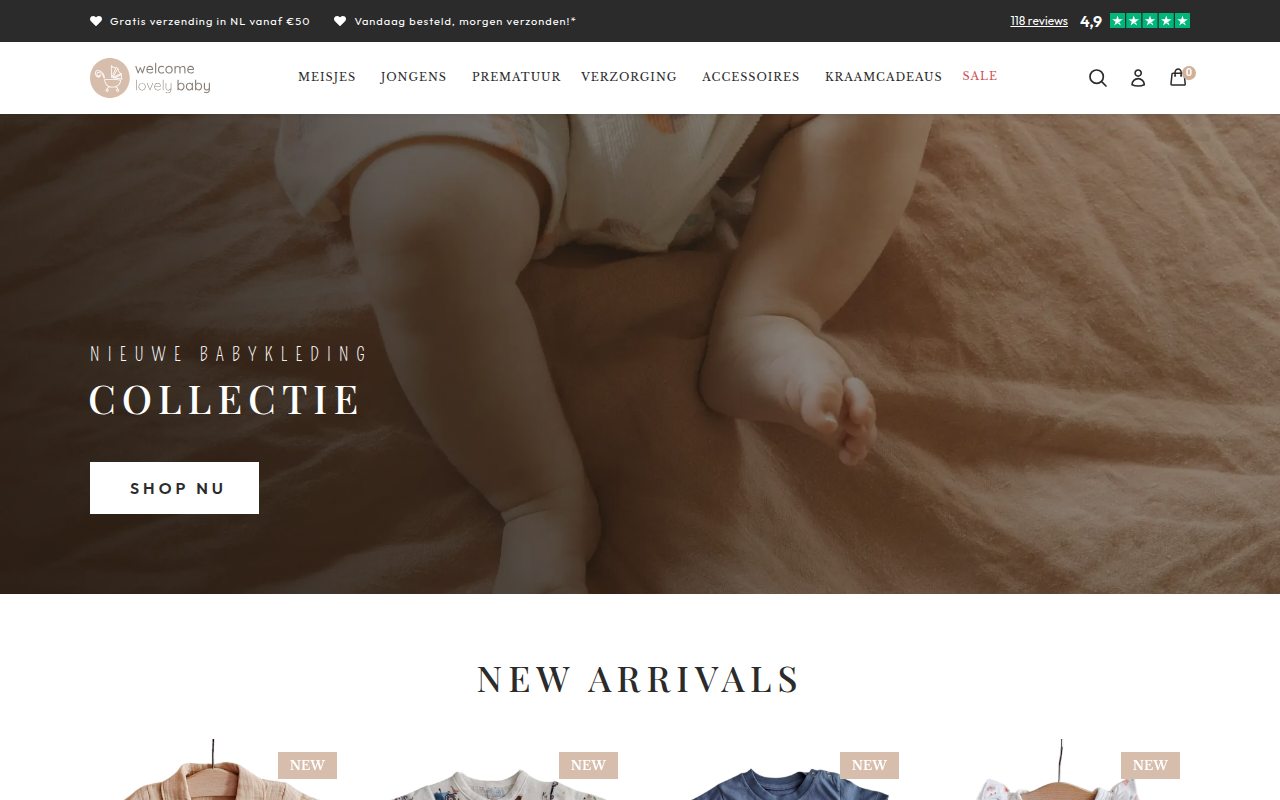 Screenshot van welcomelovelybaby.nl