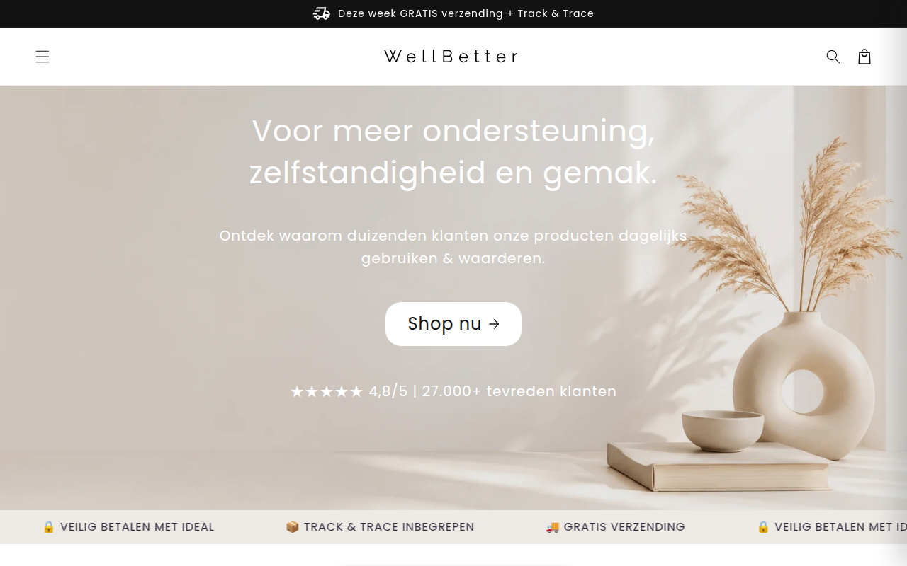 Screenshot van wellbetter.nl
