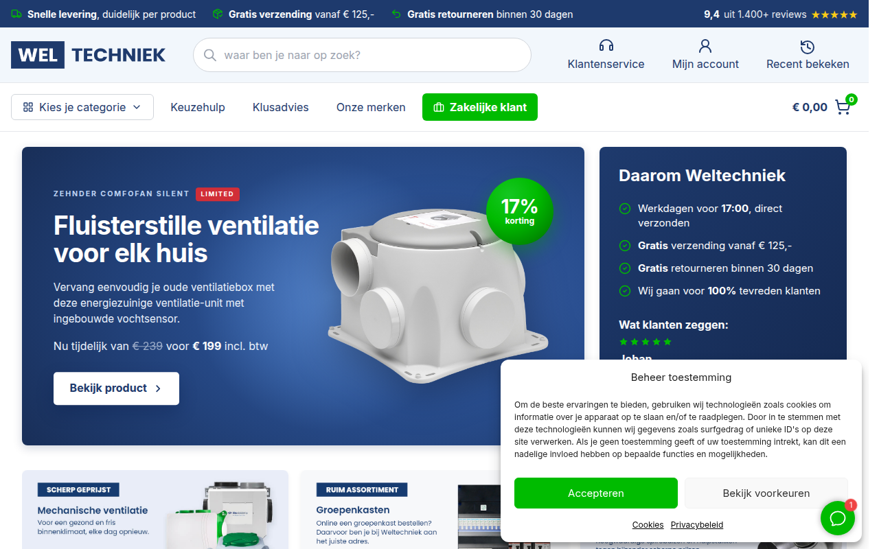 Screenshot van weltechniek.nl