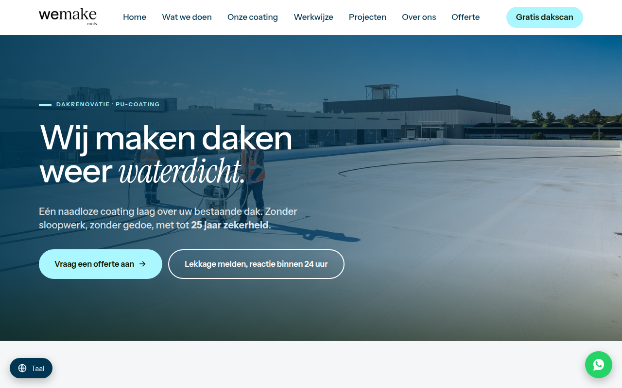 Screenshot van wemakeroofs.nl