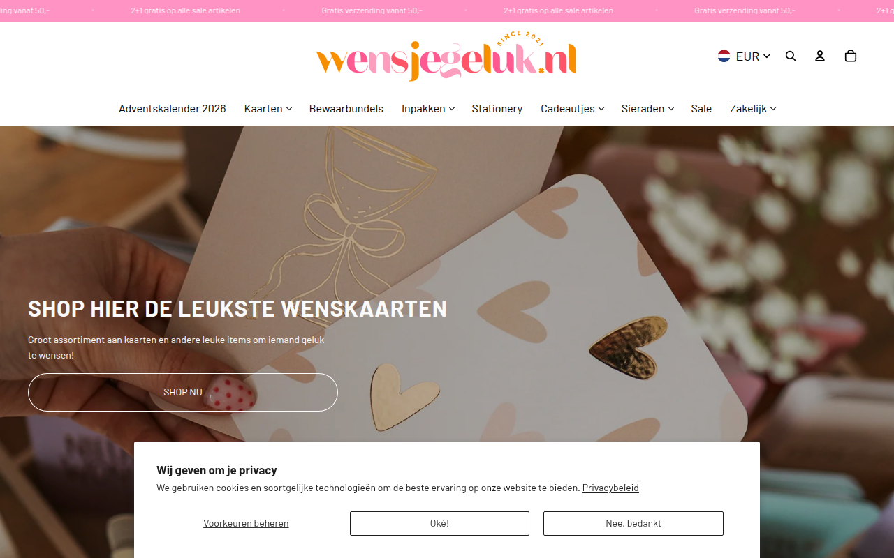 Screenshot van wensjegeluk.nl