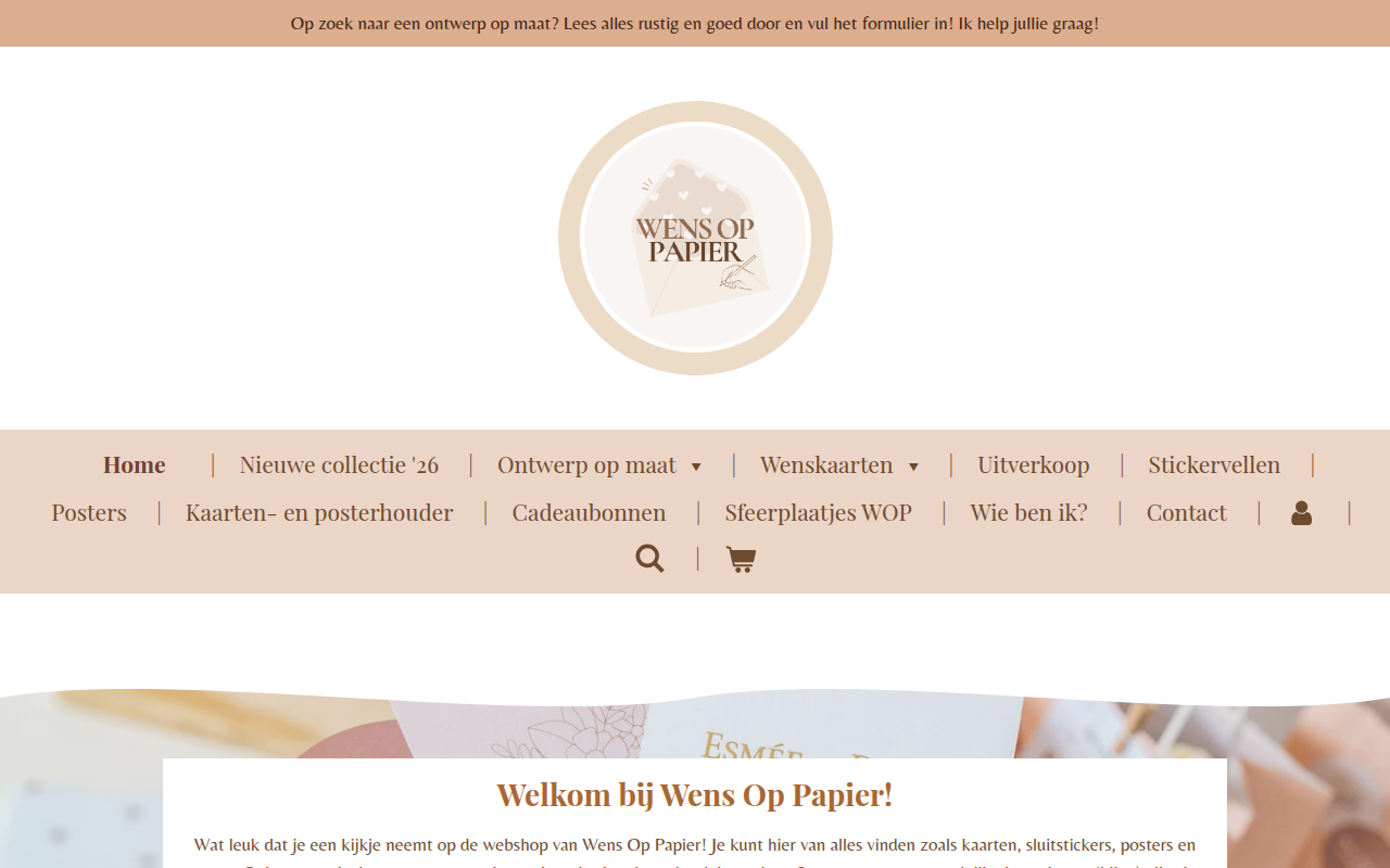 Screenshot van wensoppapier.nl