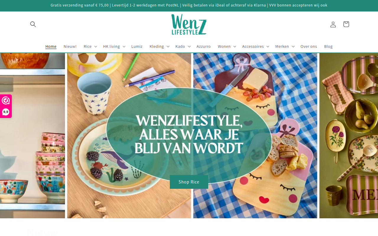 Screenshot van wenzlifestyle.nl