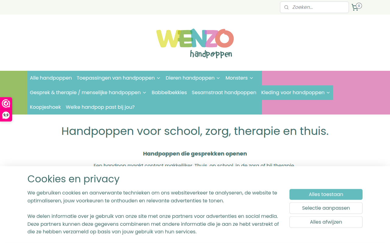 Screenshot van wenzo.nl