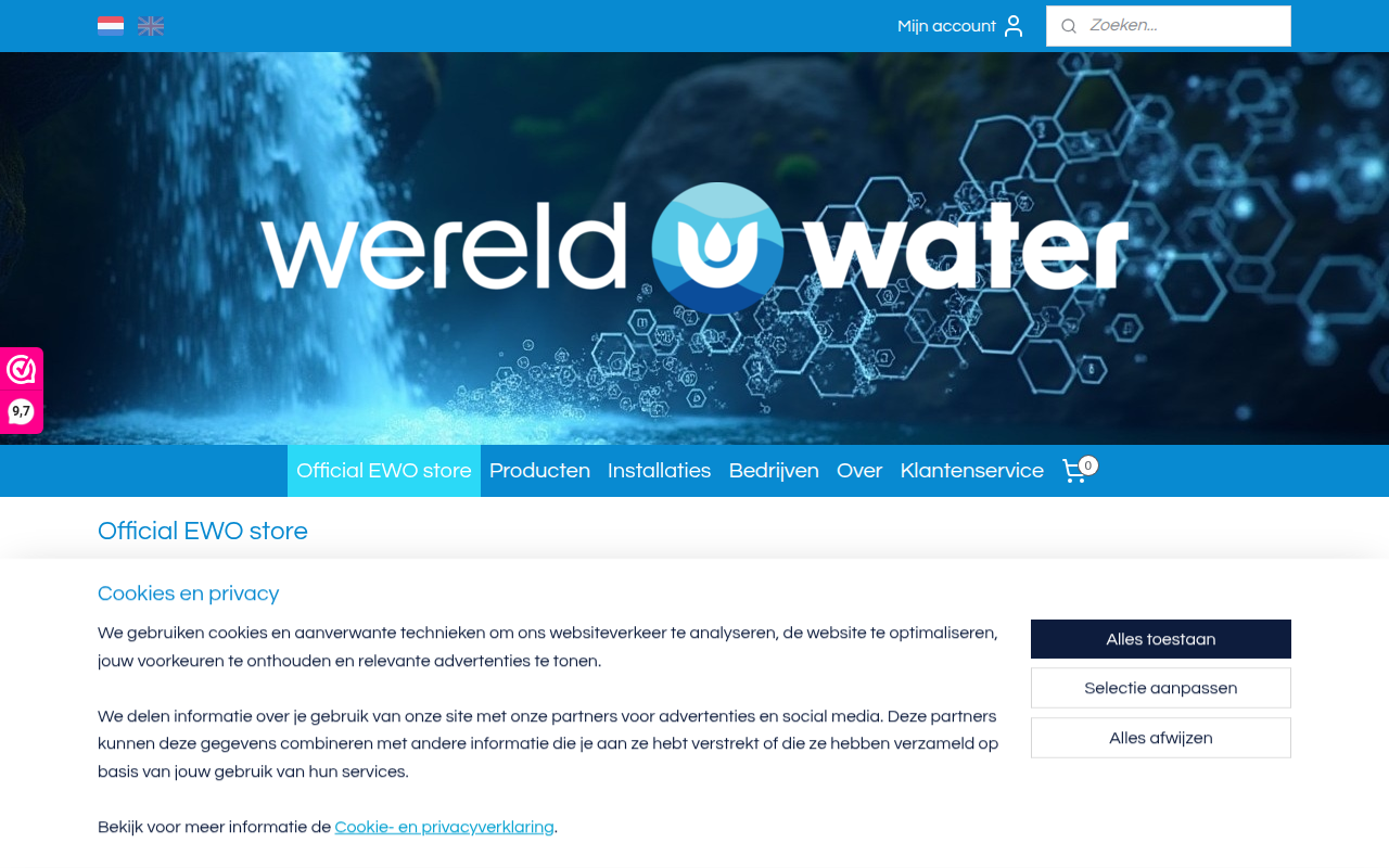 Screenshot van wereldwater.nl