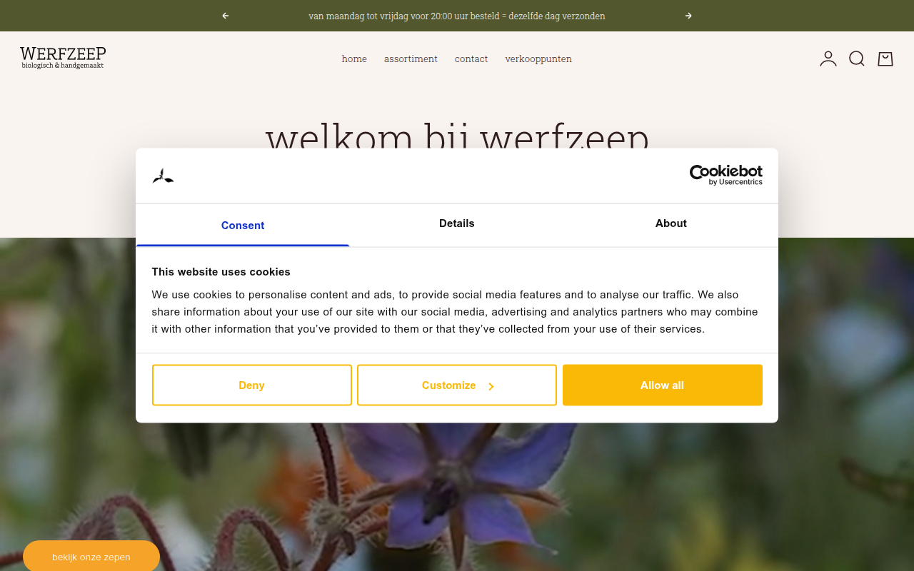Screenshot van werfzeep.nl