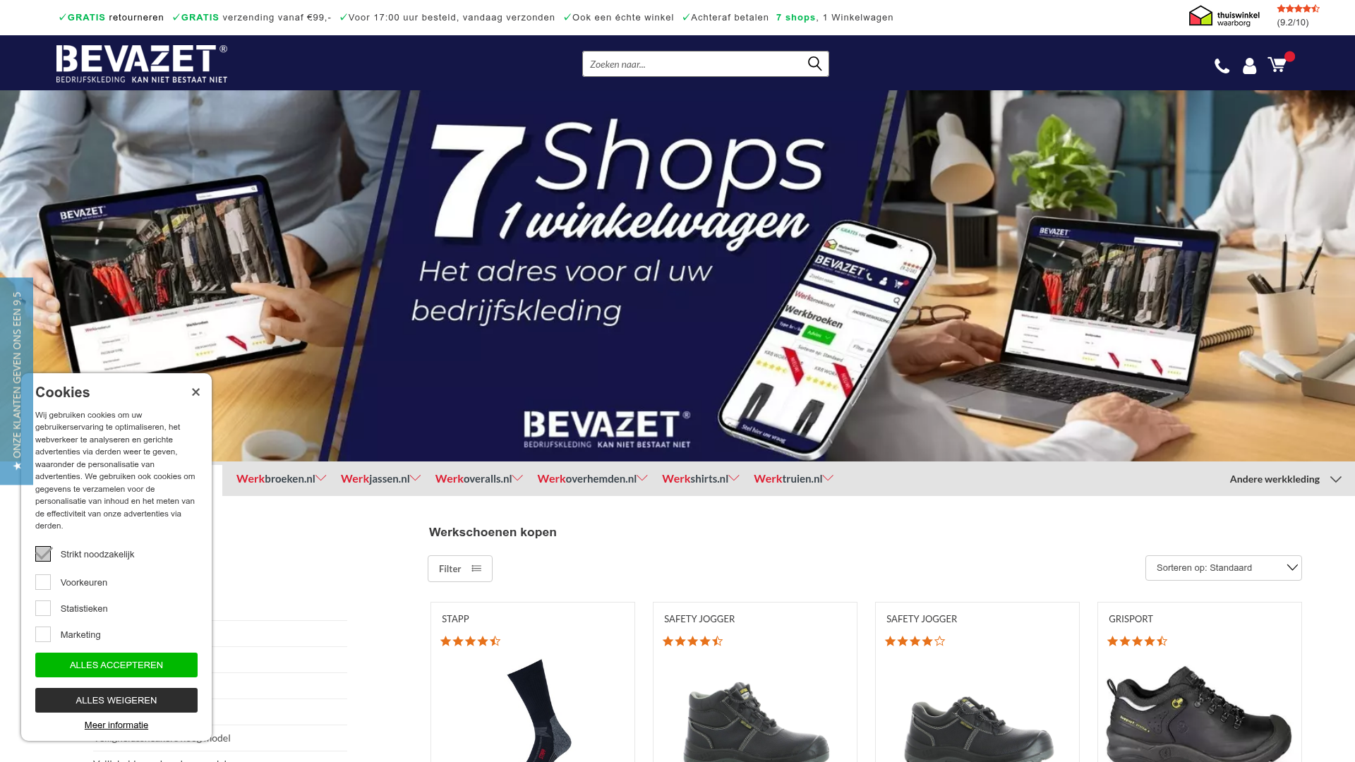 Screenshot van werkschoeisel.nl