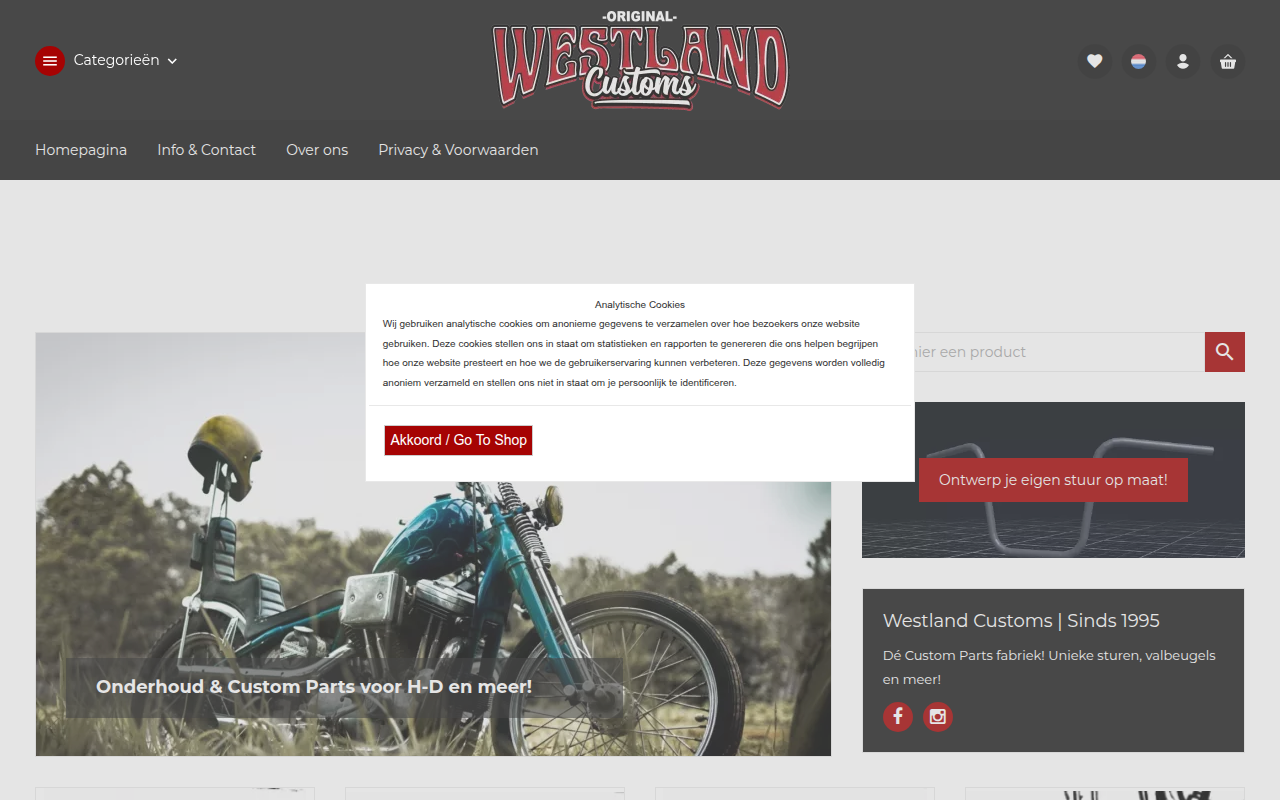 Screenshot van westlandcustoms.com