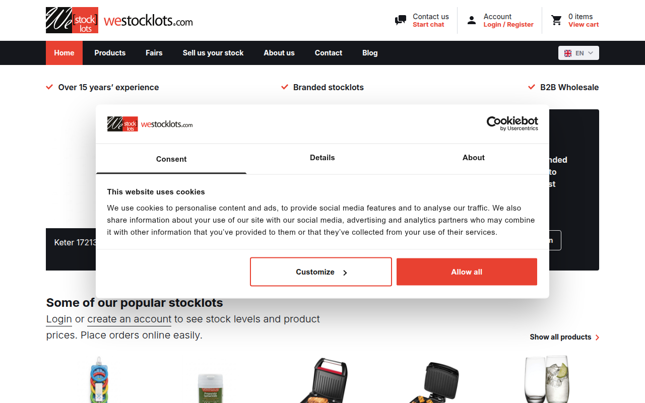 Screenshot van westocklots.com