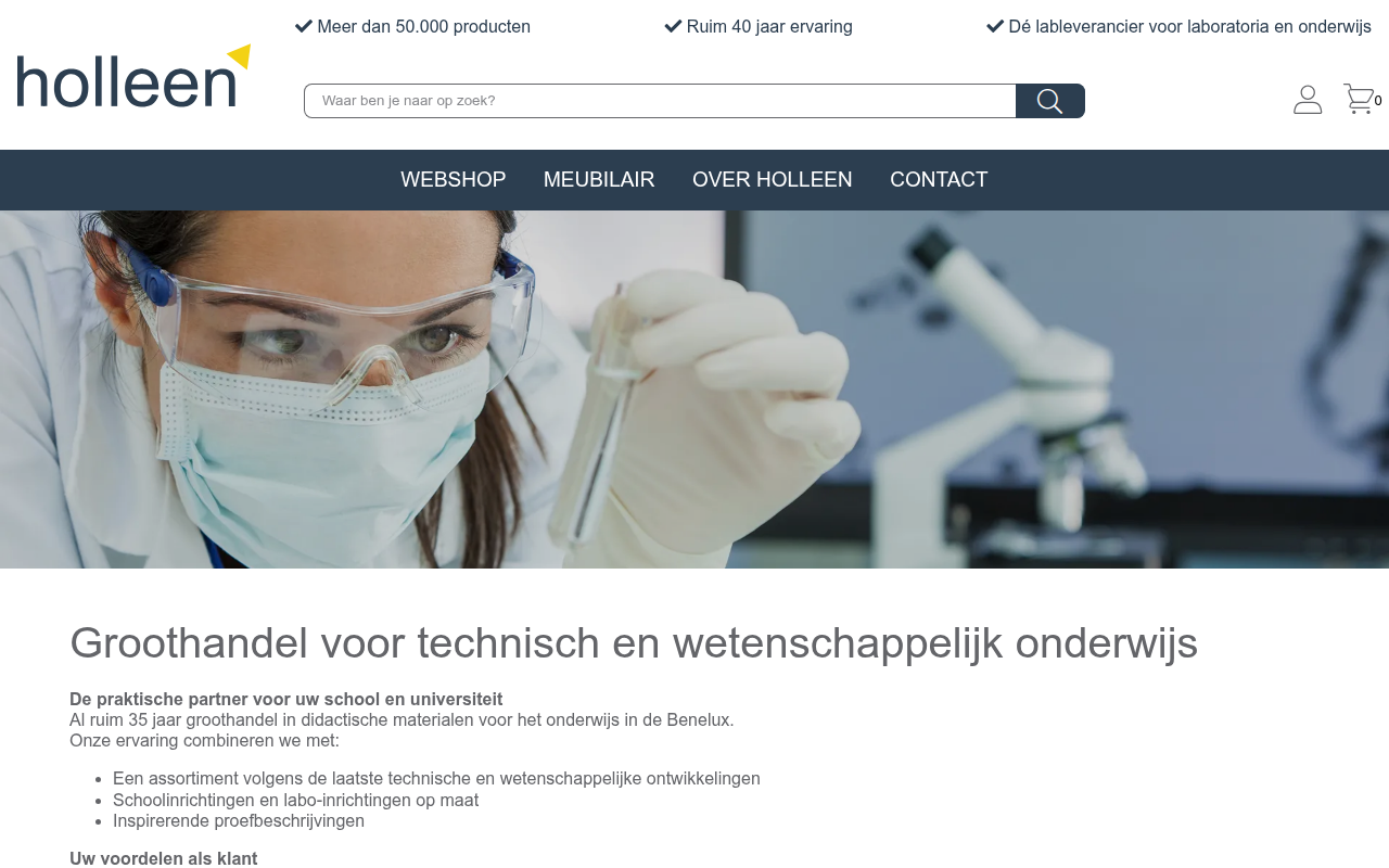 Screenshot van wetenschapsshop.be