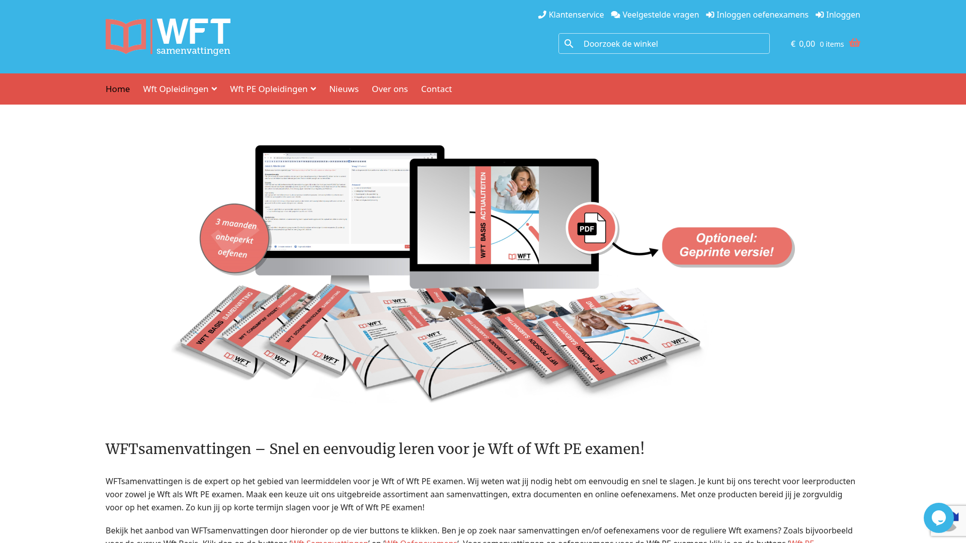 Screenshot van wftsamenvattingen.nl