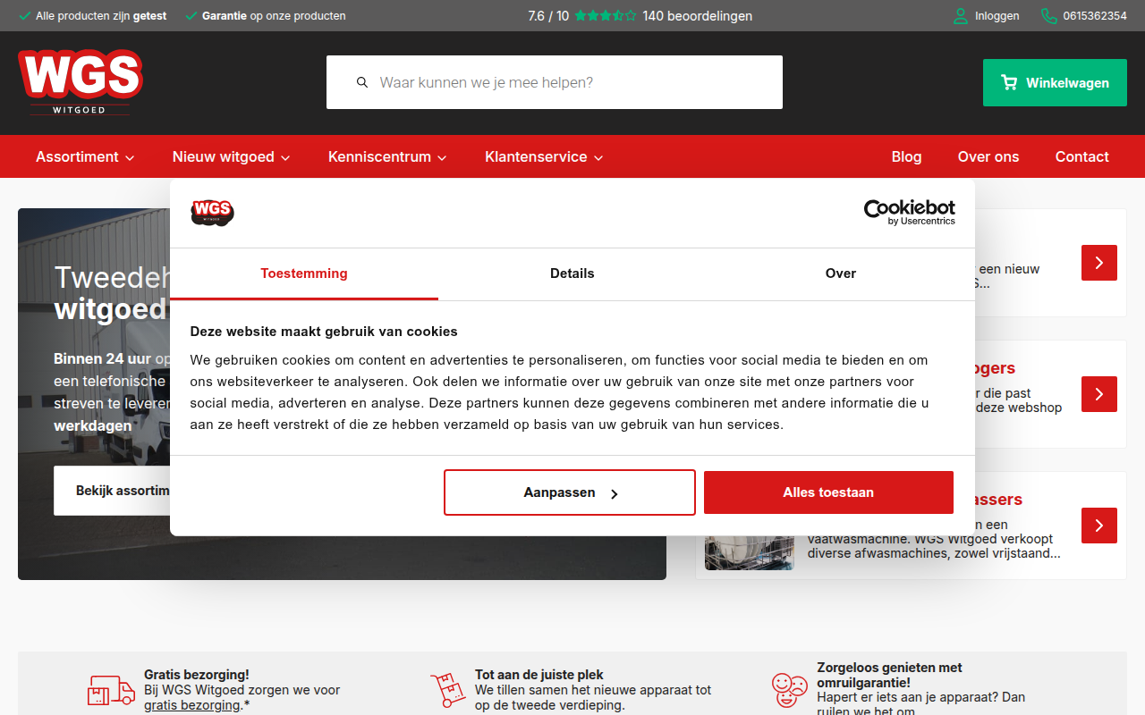 Screenshot van wgswitgoed.nl