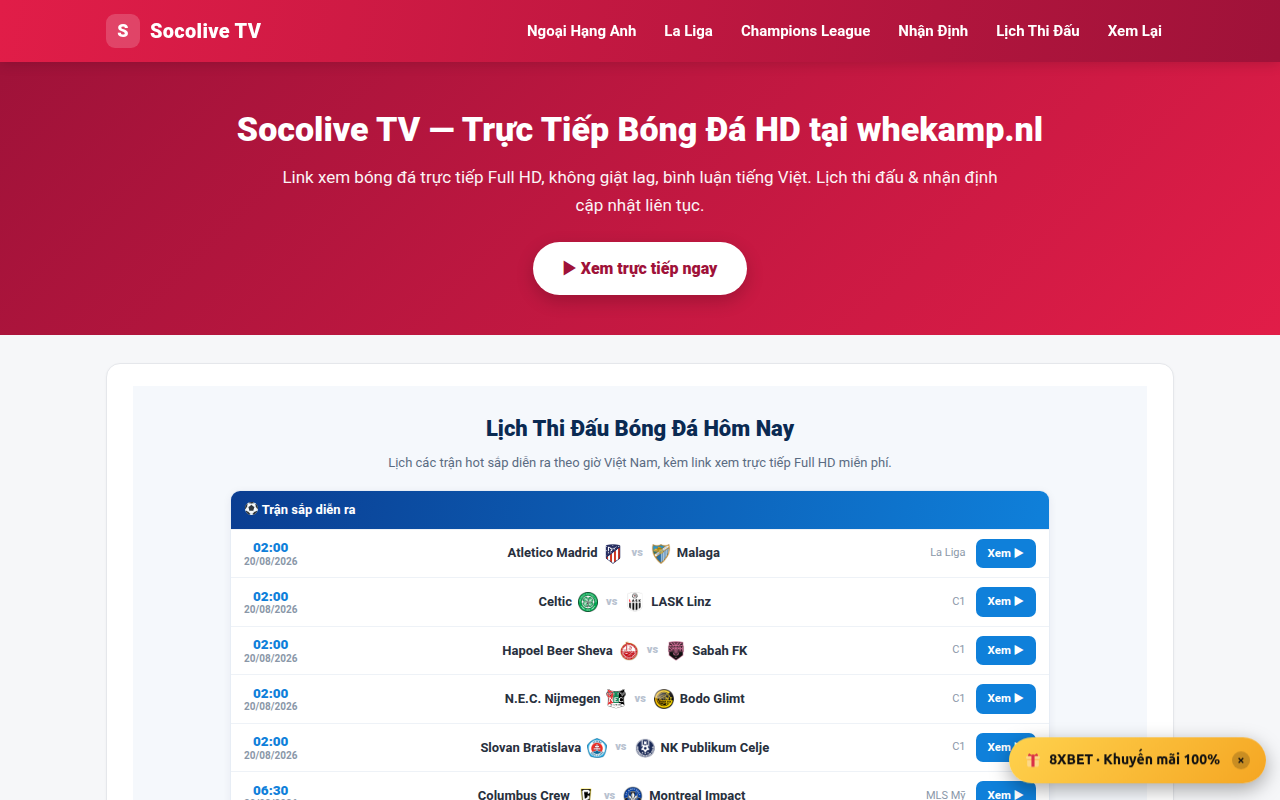 Screenshot van whekamp.nl