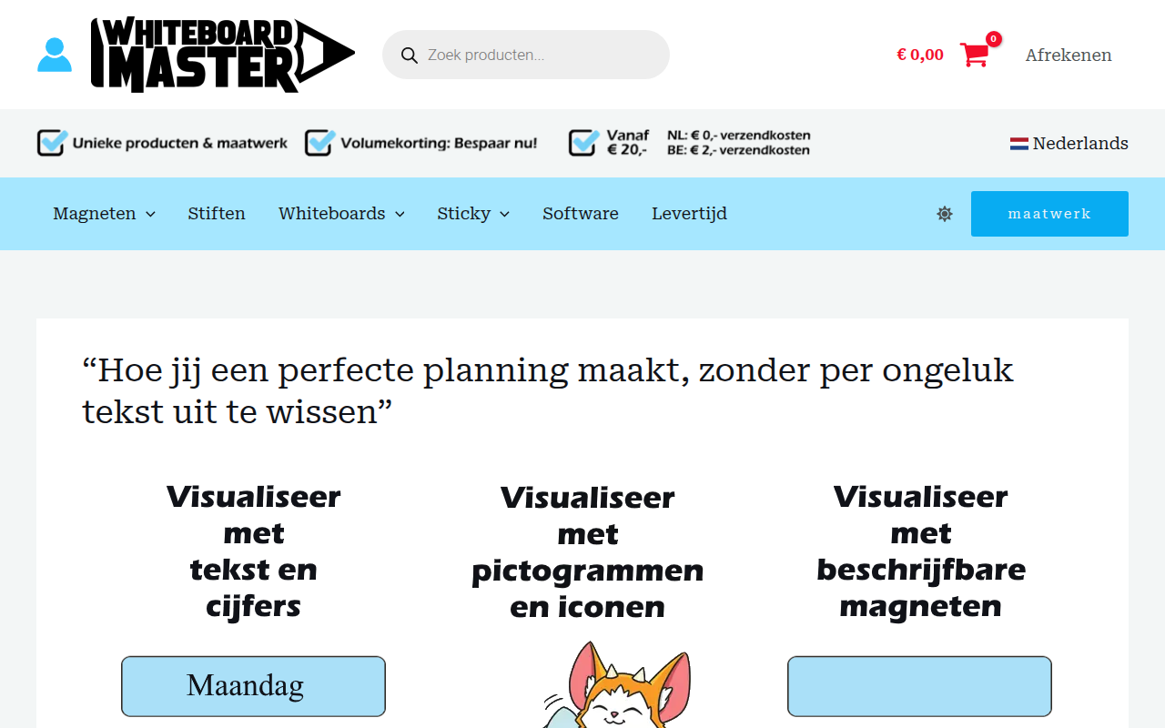 Screenshot van whiteboardmaster.shop