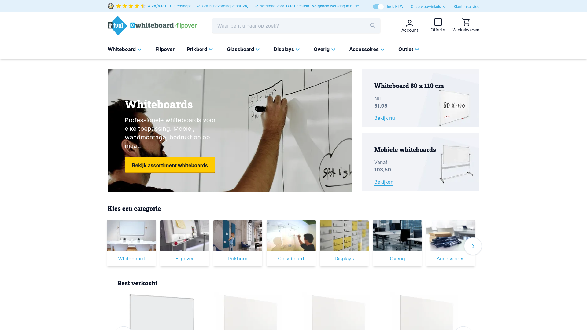 Screenshot van whiteboards.nl