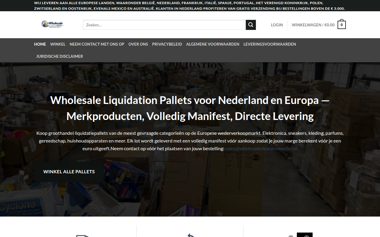 Screenshot van wholesaleclearanceoutlet.nl