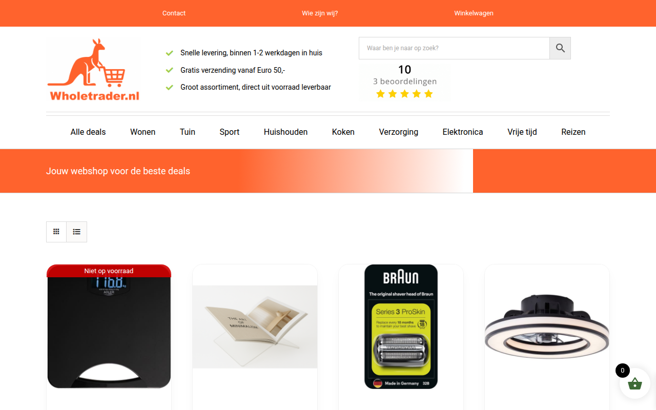 Screenshot van wholetrader.nl