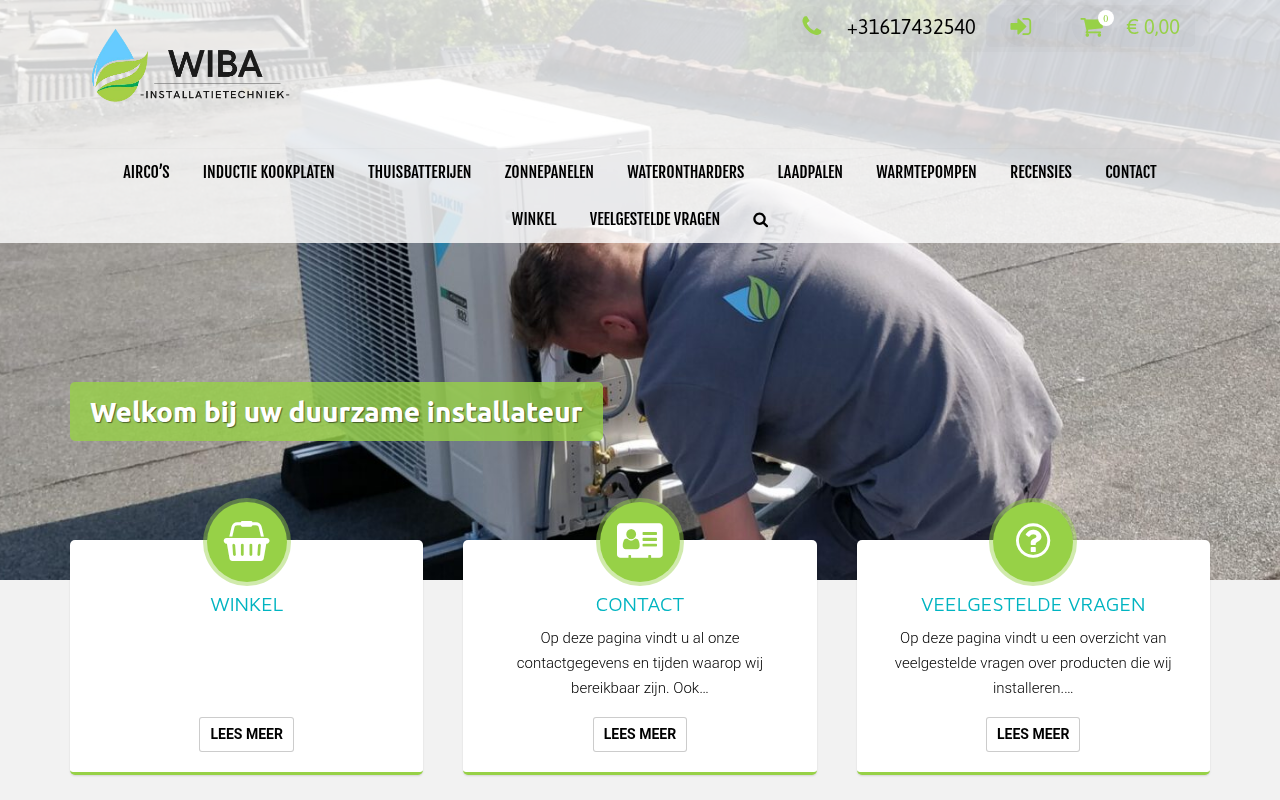 Screenshot van wiba-installaties.nl