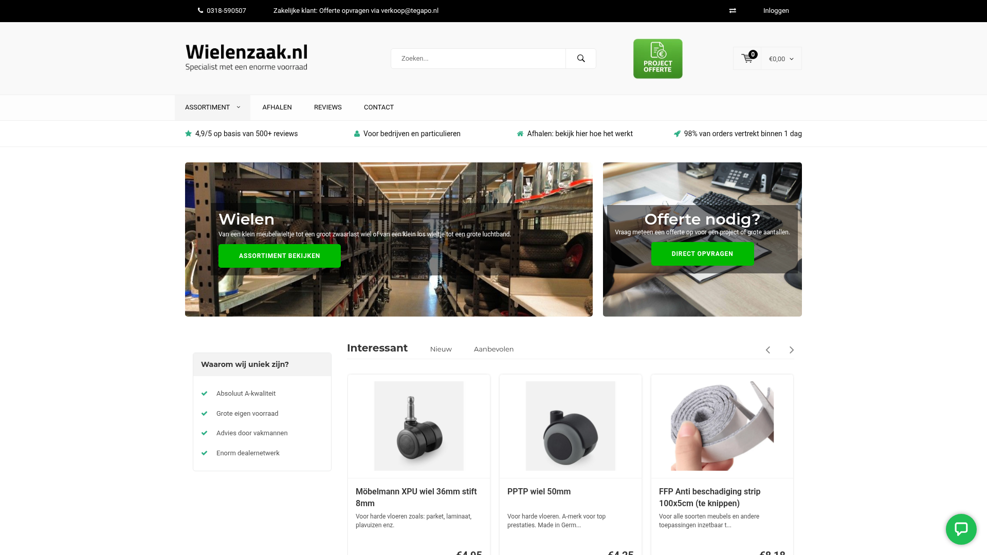 Screenshot van wielenzaak.nl